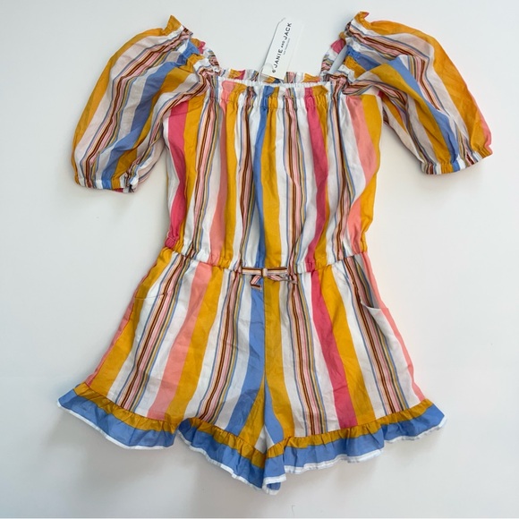 Janie and Jack Other - *New* Janie and Jack Striped Puff Sleeve Romper, Size 7